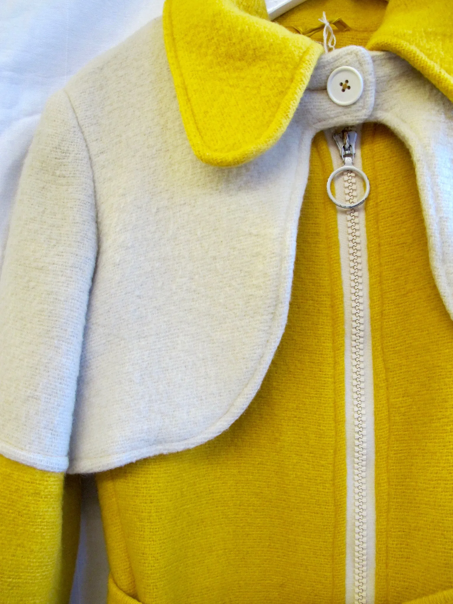 1960's Mod Cream and Yellow Boiled Wool Coat - SOLD