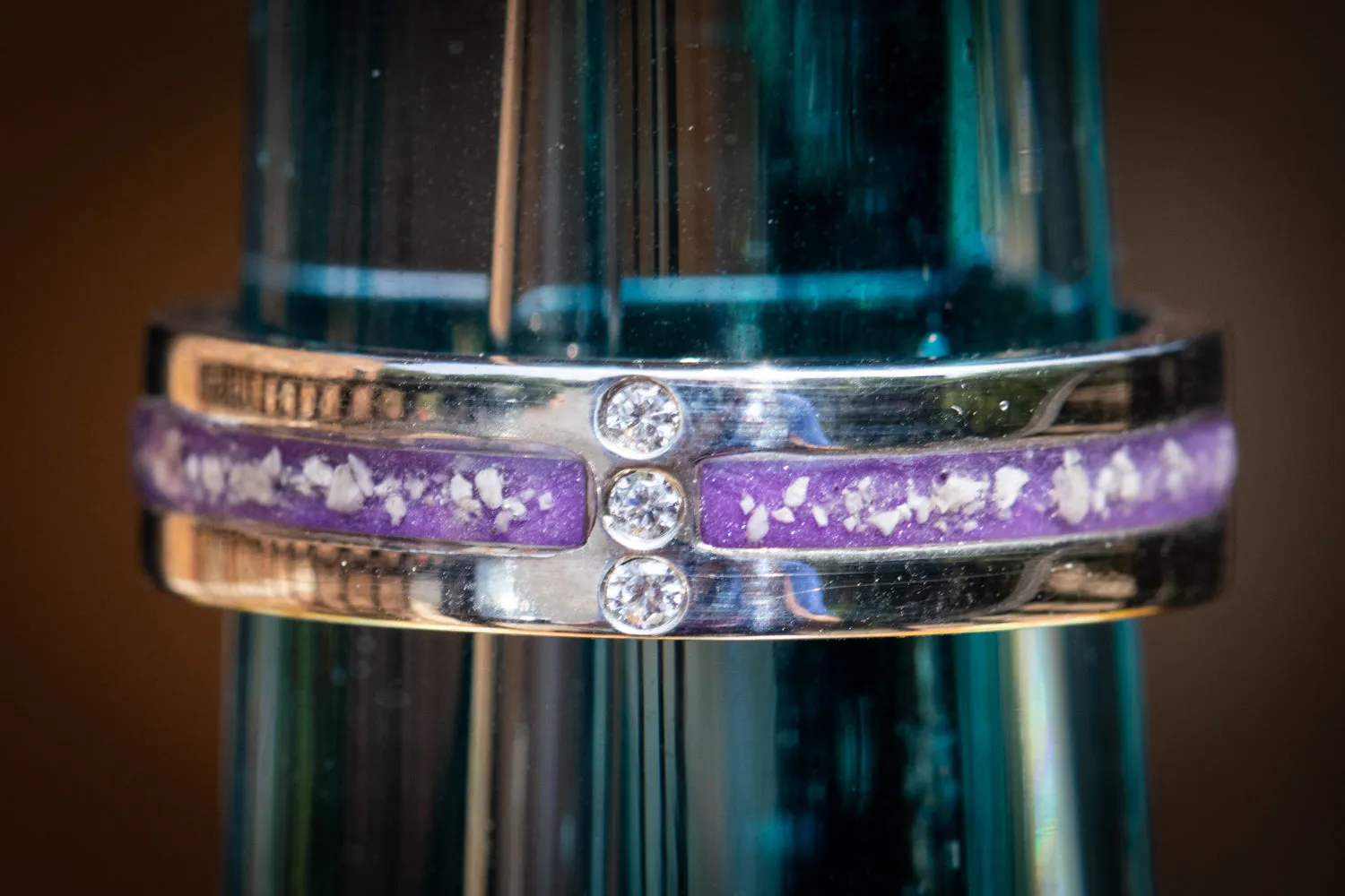 3 Gem Ring with Cremation Ash