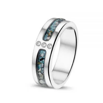 3 Gem Ring with Cremation Ash