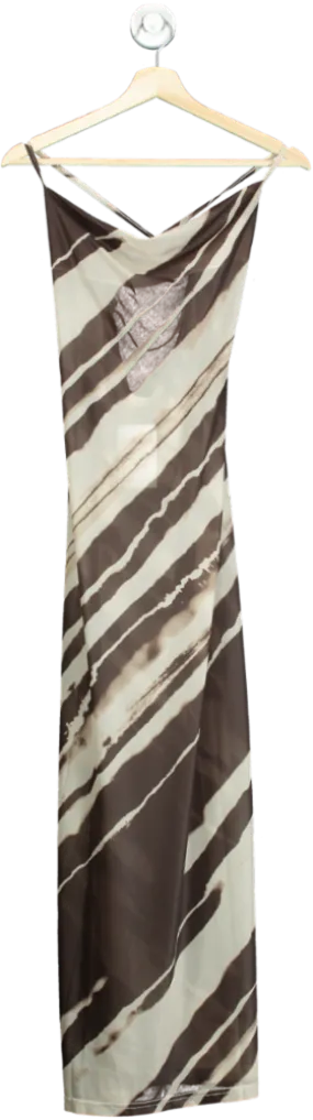 4th   Reckless Brown/Beige Striped Slip Dress UK 6