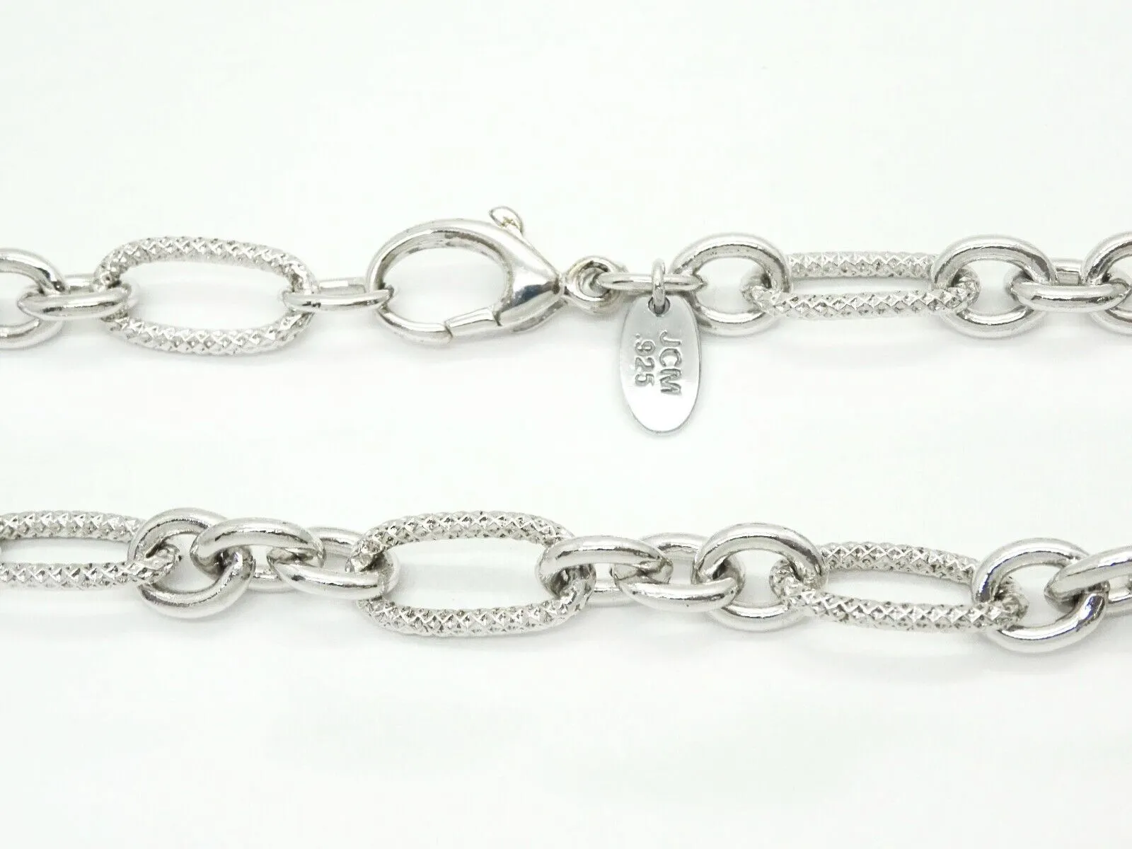 8mm Wide Decorative Sterling Silver Figaro Chain Necklace JCM 17.5"