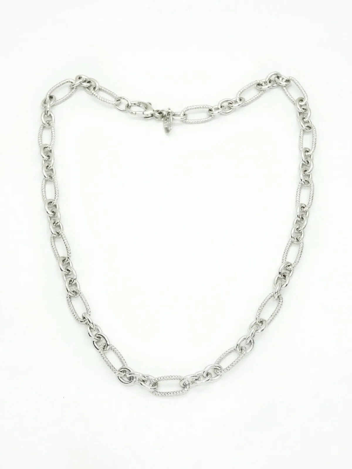 8mm Wide Decorative Sterling Silver Figaro Chain Necklace JCM 17.5"