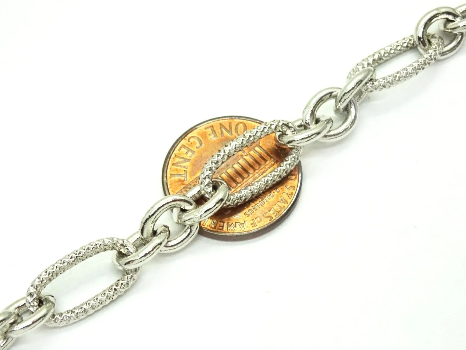 8mm Wide Decorative Sterling Silver Figaro Chain Necklace JCM 17.5"