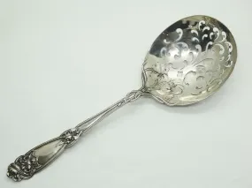Alvin Fleur De Lis Pattern Sterling Silver Pierced Pea Serving Spoon 8.5"