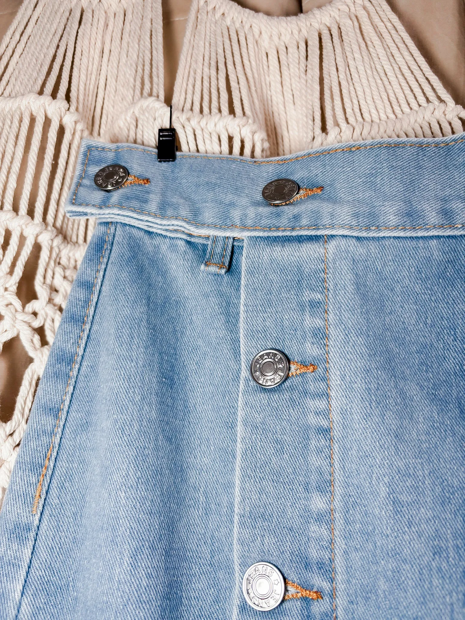 Amelia High Rise Buttoned Denim Maxi Skirt