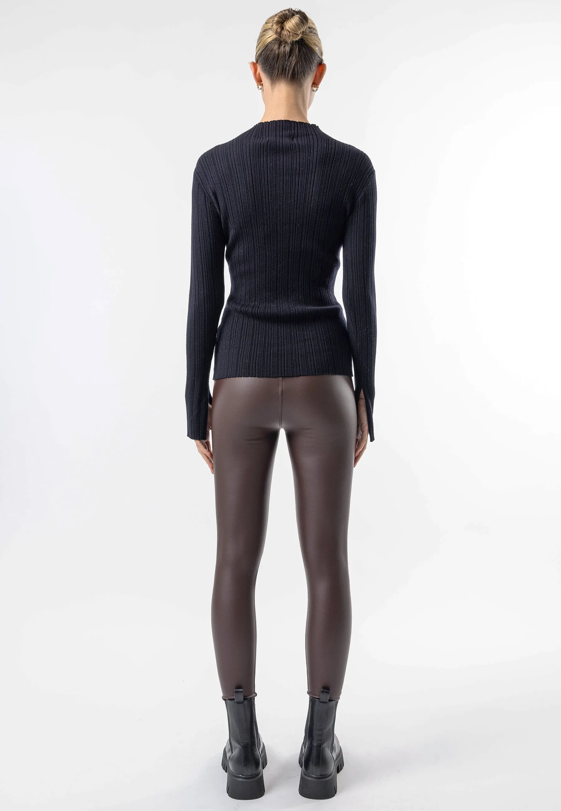 Angeleye Asymmetric Gold Button Detail Top In Black
