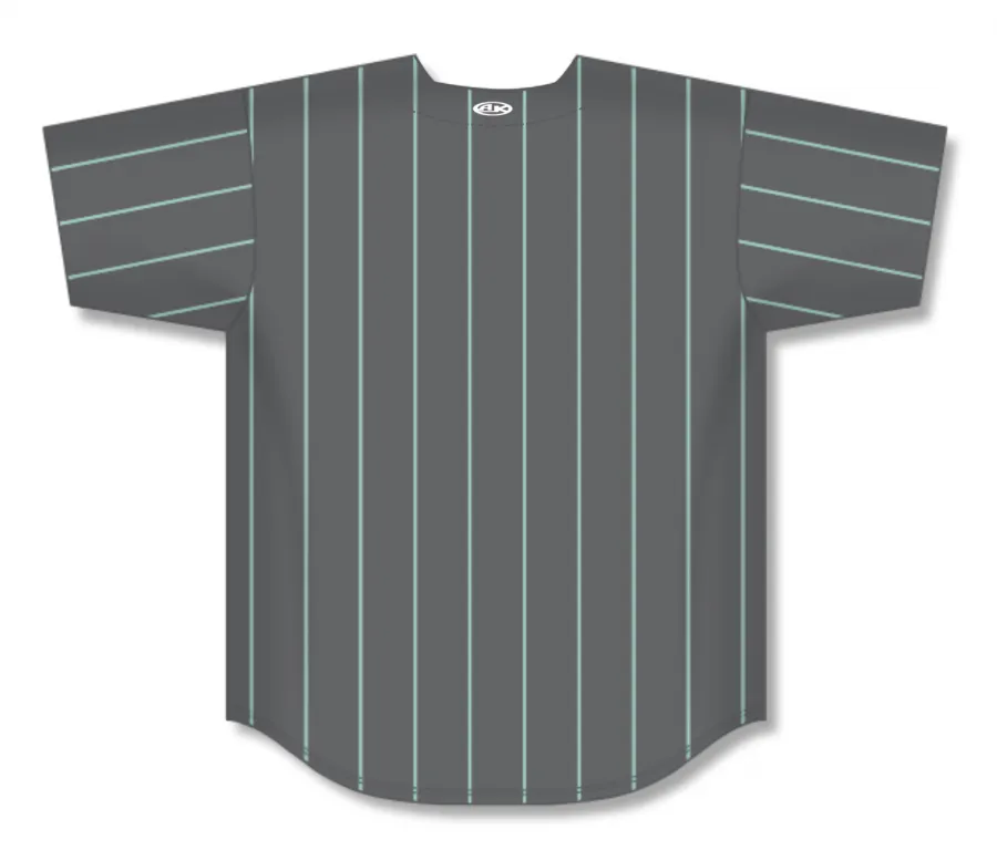 Athletic Knit (AK) Custom ZBA71-BA2402 Charcoal Grey with Seafoam Pinstripes Sublimated Baseball Jersey