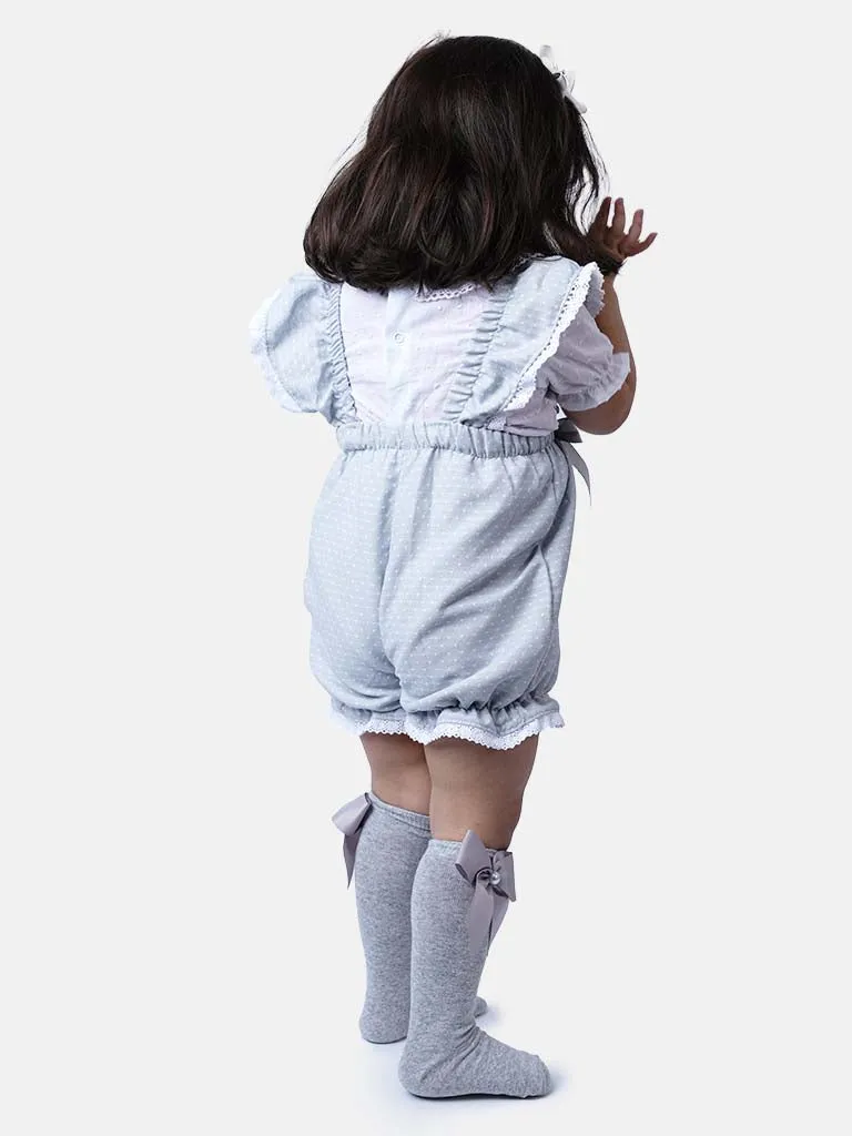 Baby Girl Mira Collection Spanish Dotted Jumpsuit-Grey
