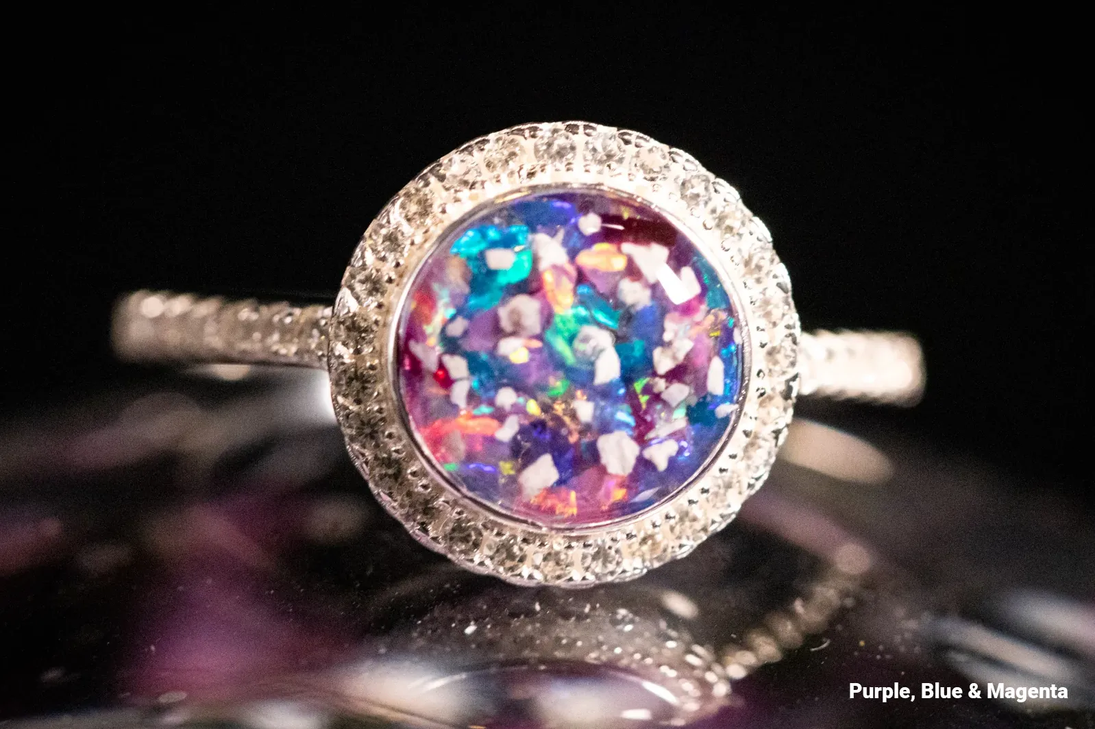 Bedazzled Circle Opal Cremation Ring