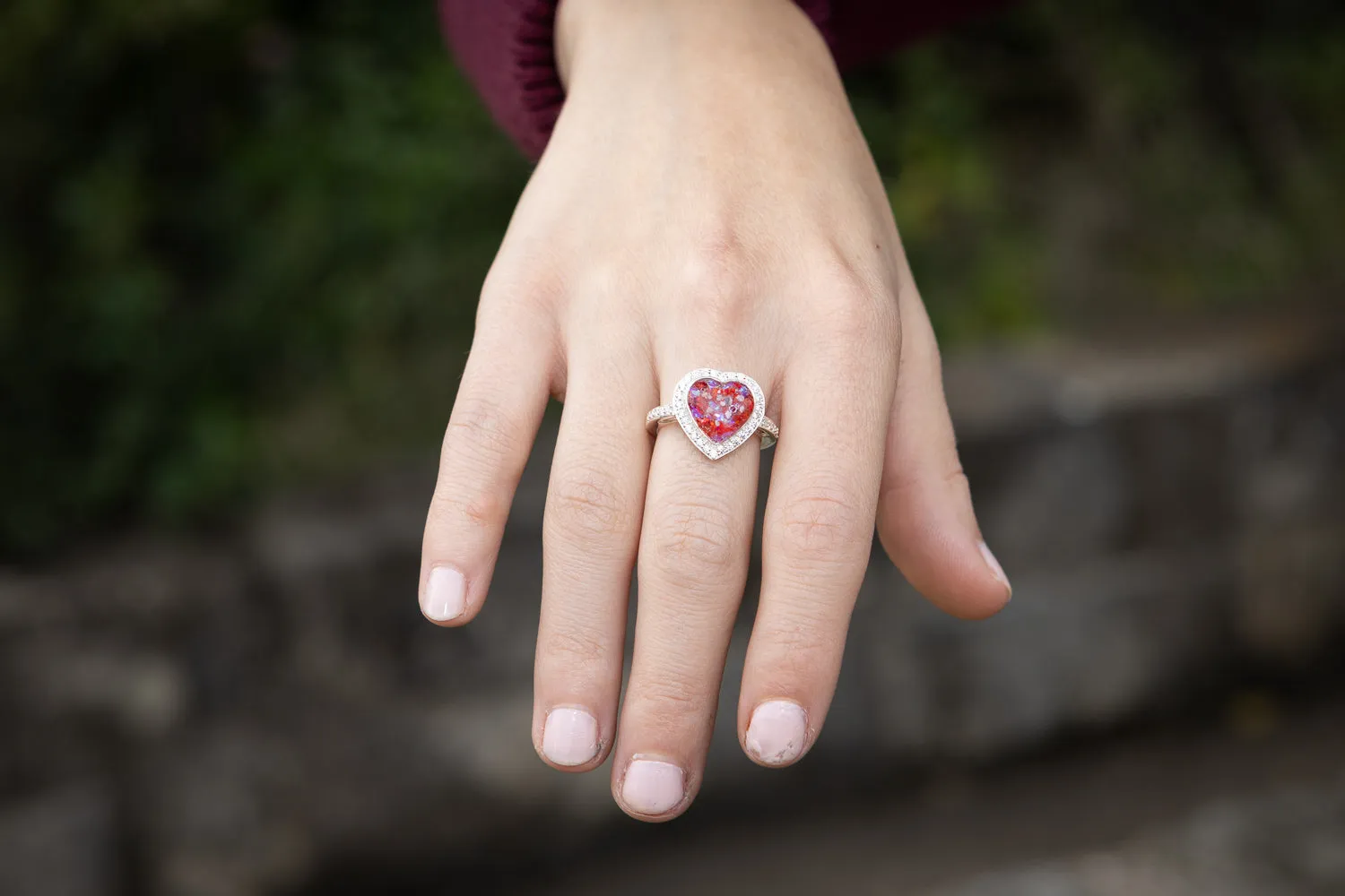 Bedazzled Heart Cremation Ring