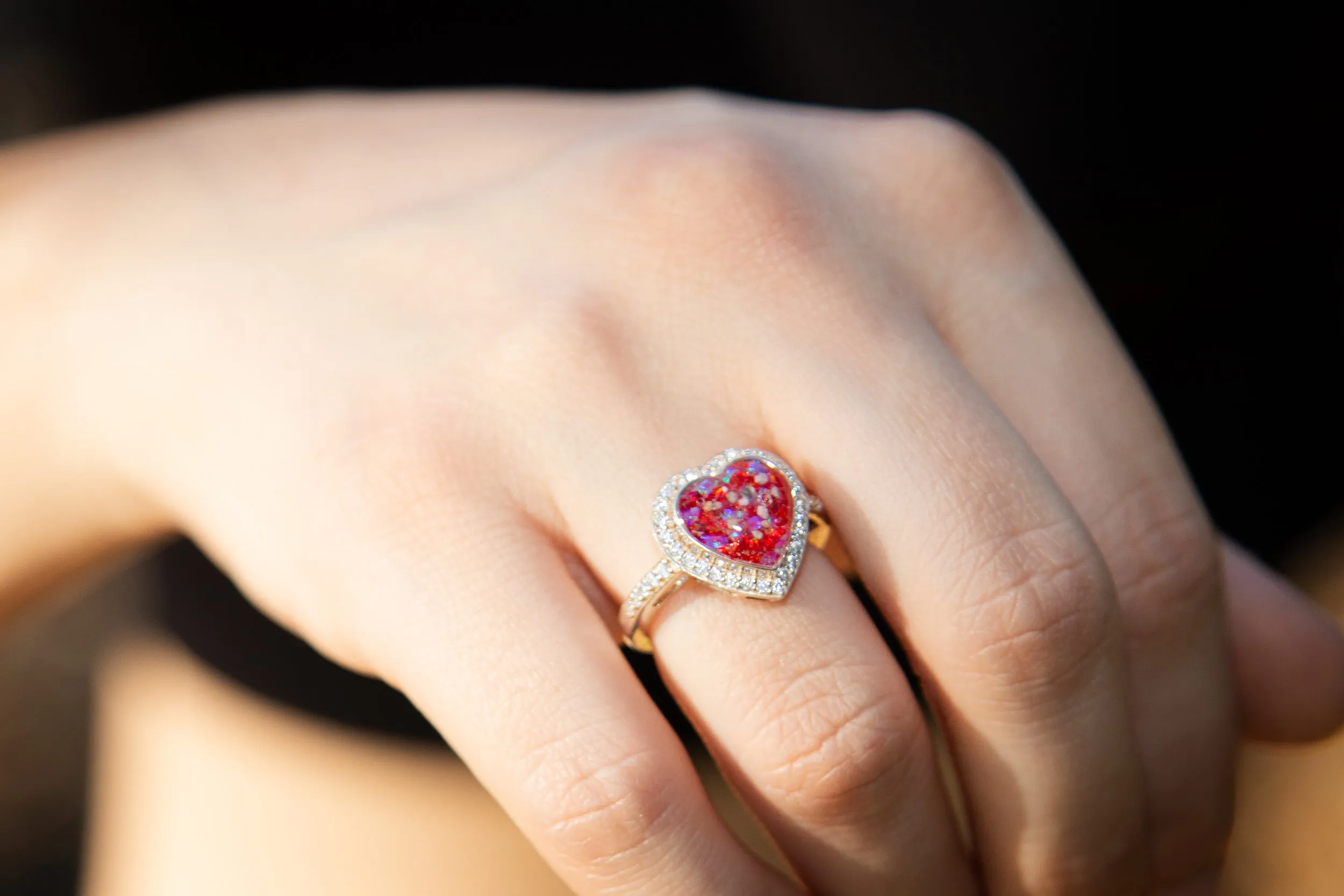 Bedazzled Heart Cremation Ring