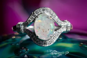 Bedazzled Opal Eye Ring with Cremation Ashes