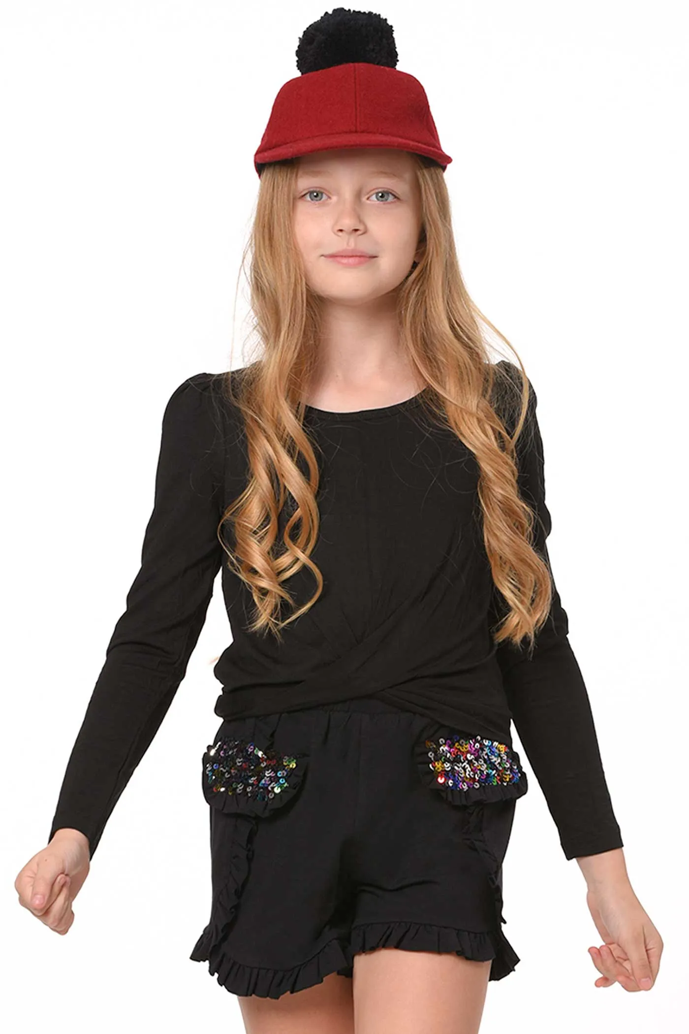 Big Girls Twisted Front Long Sleeve Top