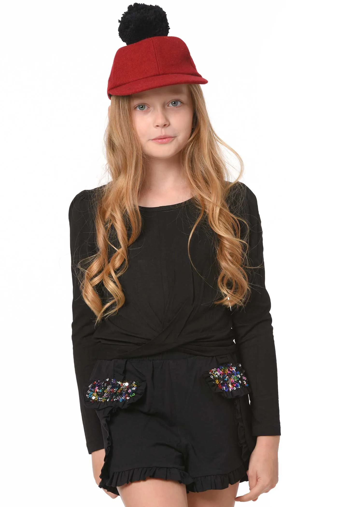Big Girls Twisted Front Long Sleeve Top