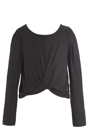Big Girls Twisted Front Long Sleeve Top
