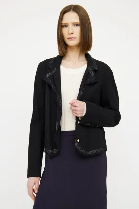 Black Applique Button Blazer