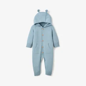 Blue Hooded Knit Jumpsuit