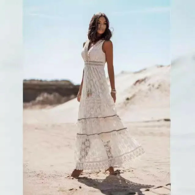 Bohemian Lace Patchwork Long Skirt Jumpsuit for Women