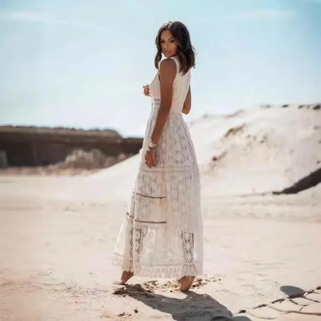 Bohemian Lace Patchwork Long Skirt Jumpsuit for Women