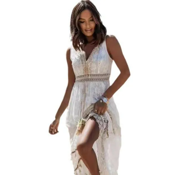 Bohemian Lace Patchwork Long Skirt Jumpsuit for Women