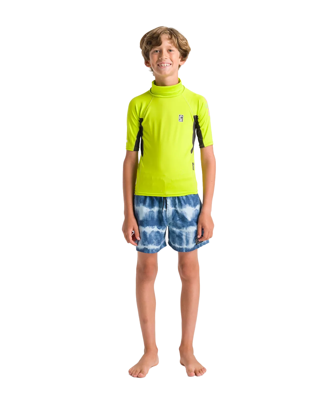 Boys Nuwave Rash Vest in Lime, Anthracite & Multi