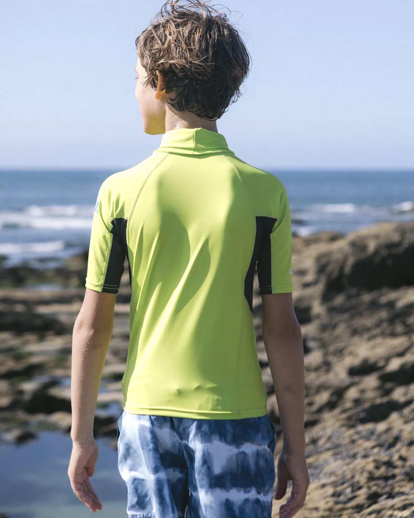 Boys Nuwave Rash Vest in Lime, Anthracite & Multi