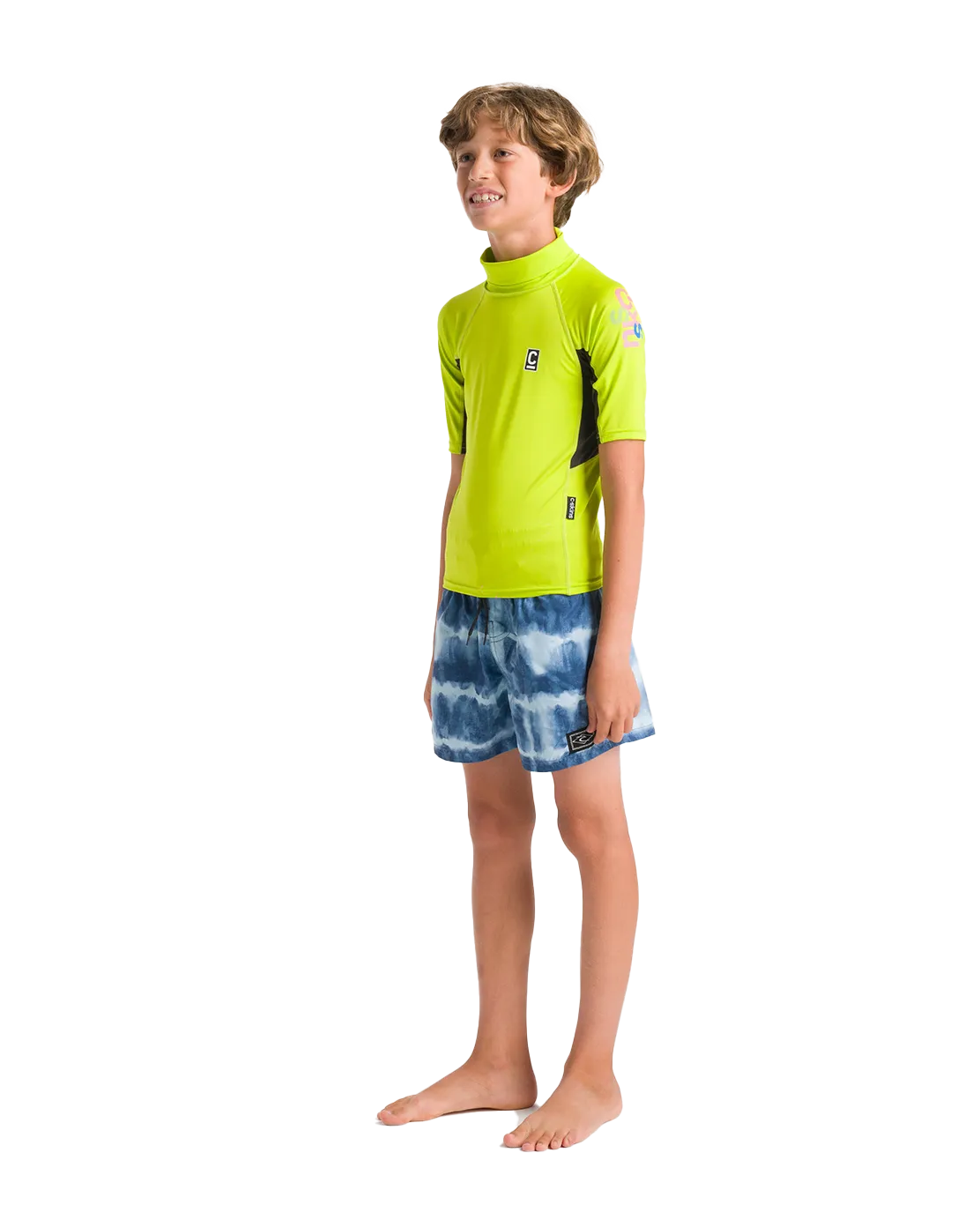 Boys Nuwave Rash Vest in Lime, Anthracite & Multi