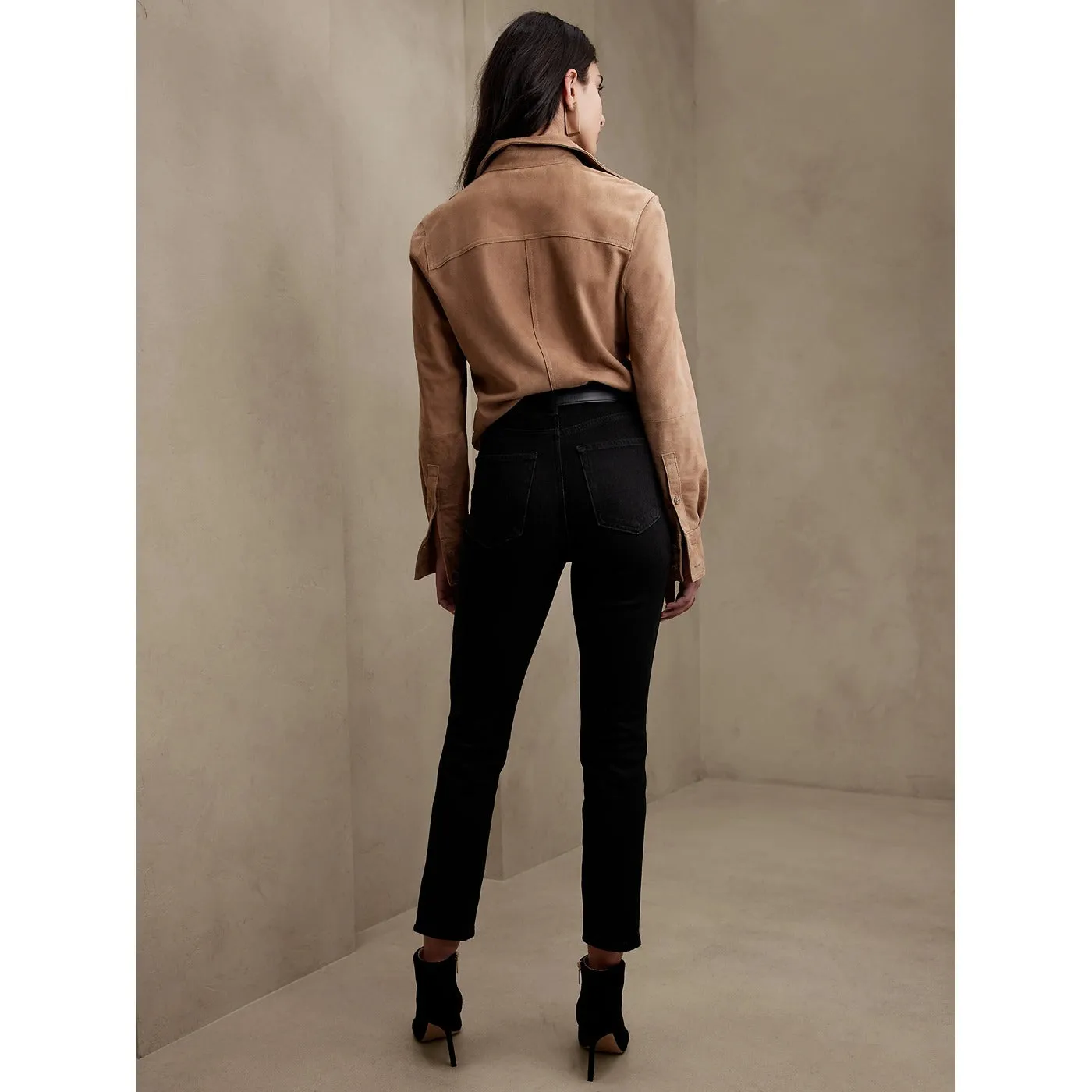 BR High-Waisted Power Slim Black Jeans