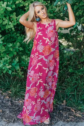 Brunching In Napa Maxi Dress in Dark Fuchsia