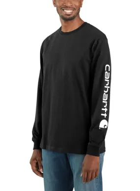 Carhartt Men's Long-Sleeve Signature Logo T-Shirt - Black