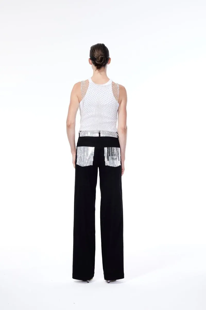 CASSANDRA CRYSTAL DRAPED TOP