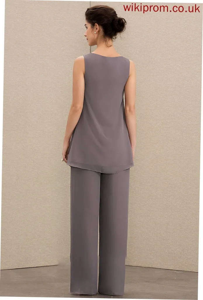 Chiffon of the Scoop Jumpsuit/Pantsuit Neck Bride Dress Floor-Length Halle Mother of the Bride Dresses Mother