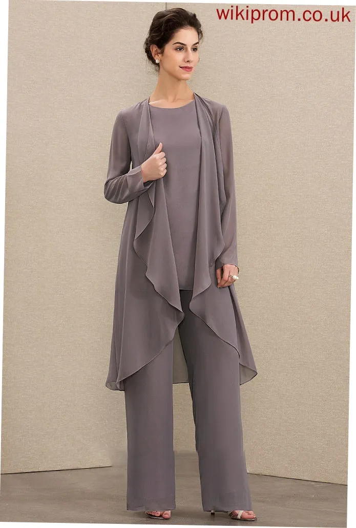 Chiffon of the Scoop Jumpsuit/Pantsuit Neck Bride Dress Floor-Length Halle Mother of the Bride Dresses Mother