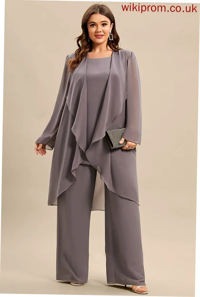 Chiffon of the Scoop Jumpsuit/Pantsuit Neck Bride Dress Floor-Length Halle Mother of the Bride Dresses Mother