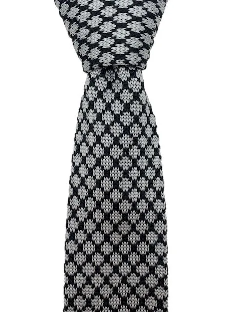 Classy Black and Silver Motif Knitted Men's Tie