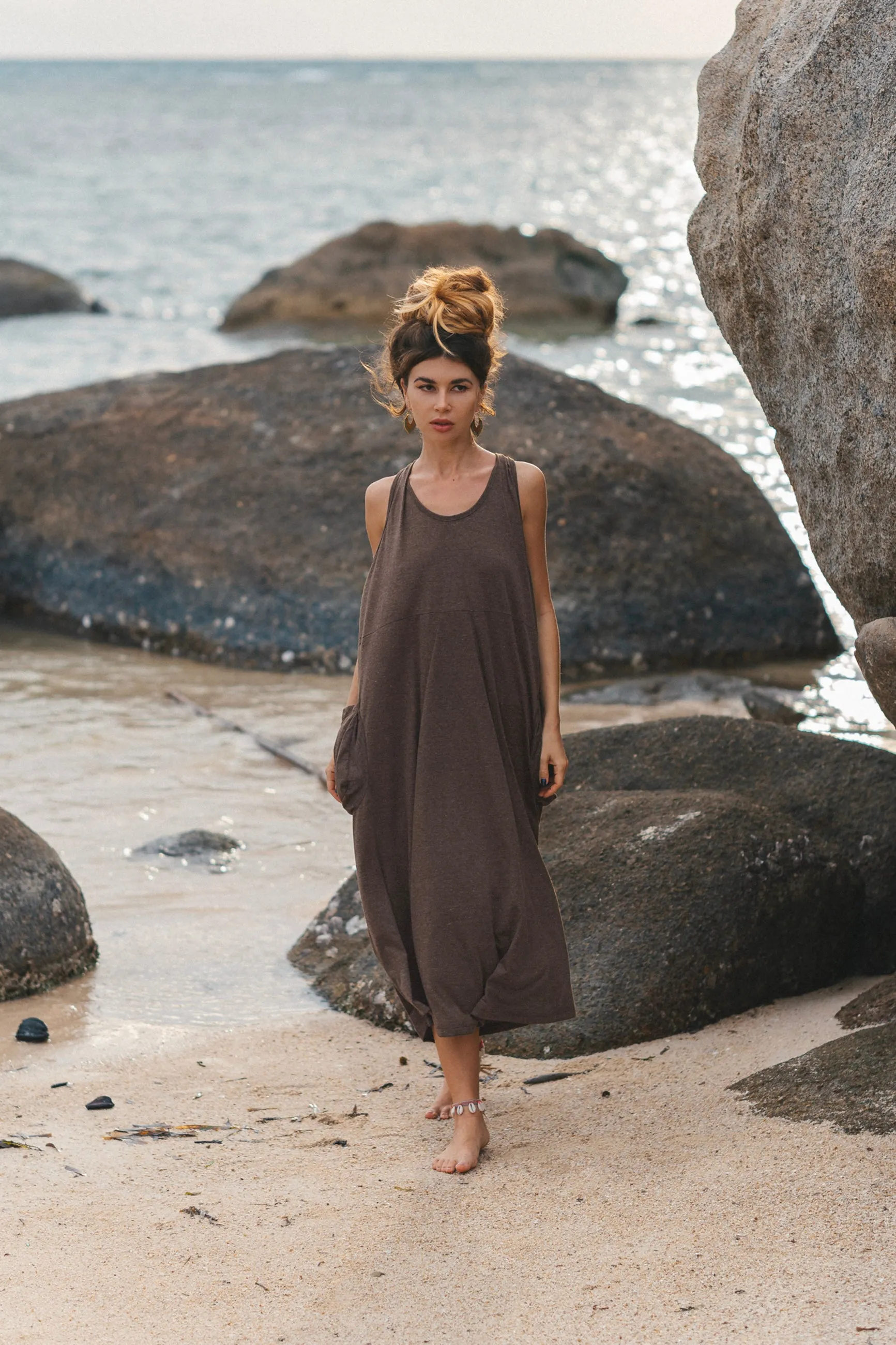 Cotton Dress Mahika Brown