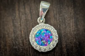 Dainty Bedazzled Circle Pendant with Cremation Ashes