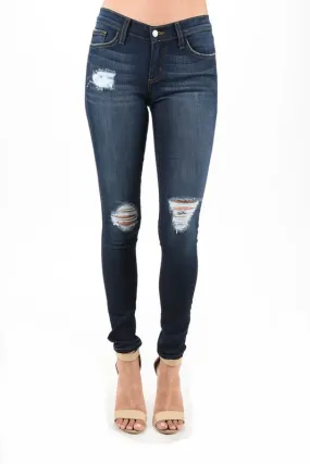 Dark Blue DISTRESSED SKINNIES FOR CURVES
