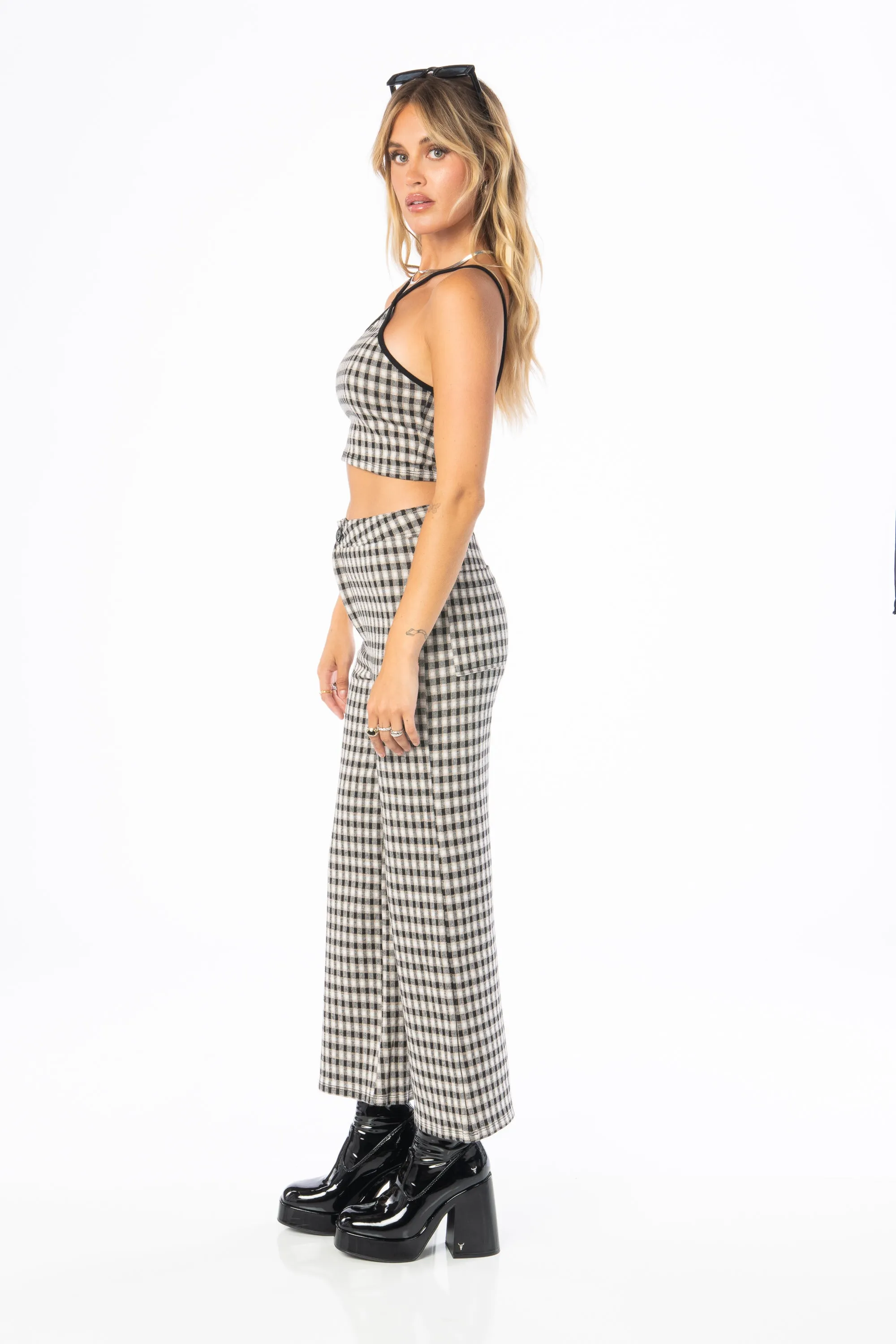 Downtown Plaid Knit Crop Top