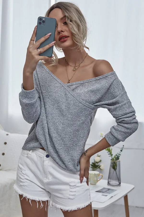 Dunnmall Fashion Sexy V-Neck Knit Top