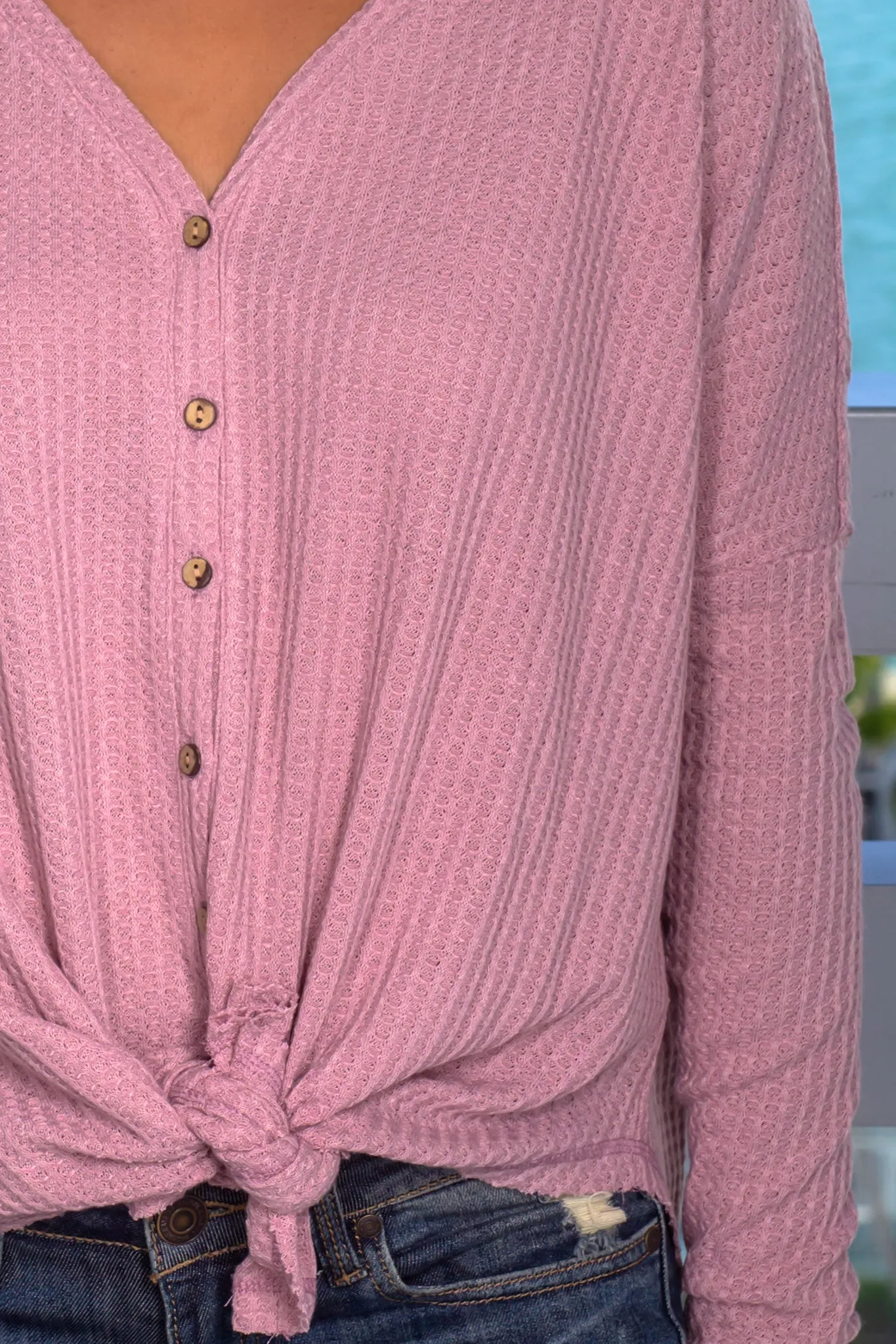 Dusty Pink Oversized Knit Top