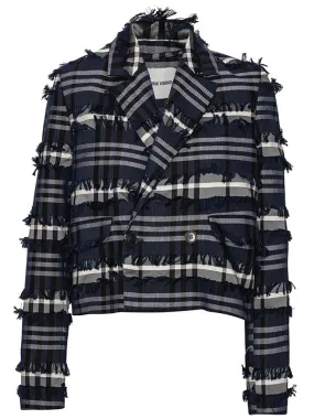 Express Blazer - Navy Black Fringe Checks