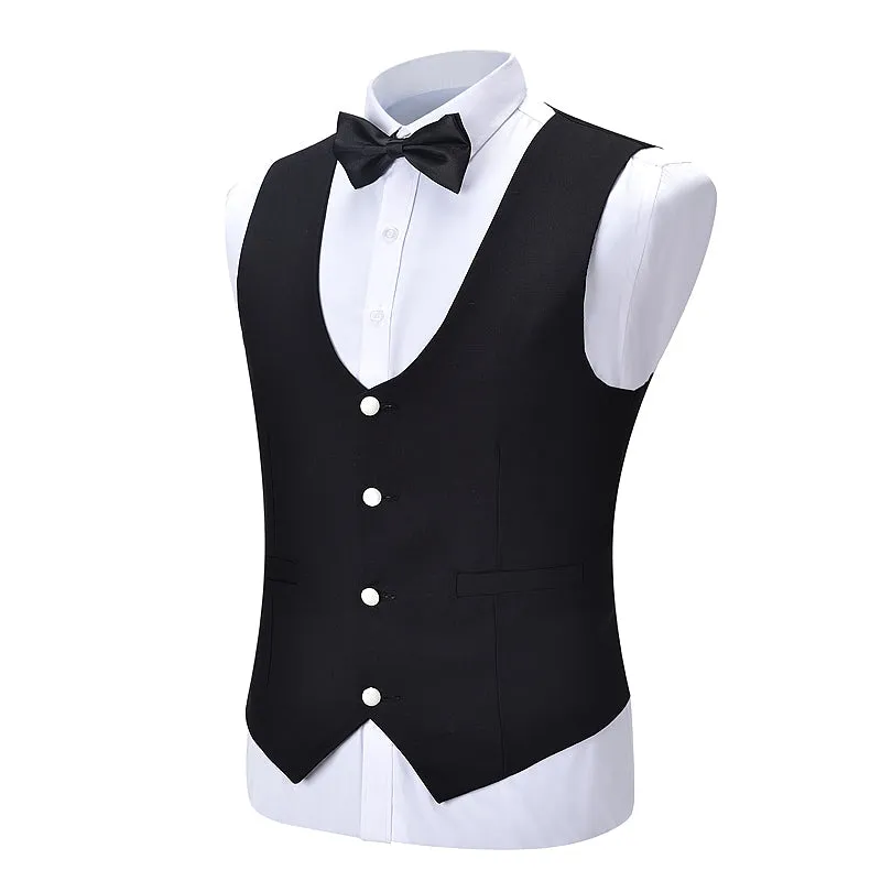 Fashion Men's Suit Vest Regular Fit U Neck Suit Vest Groomsmen