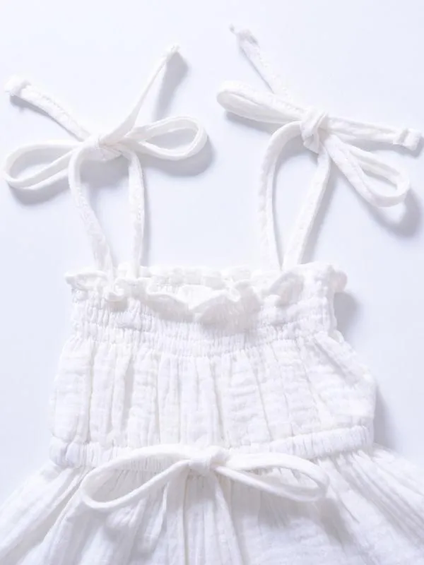 Fashion Multi-colored  Infant Gilr Tie Muslin Summer Jumper