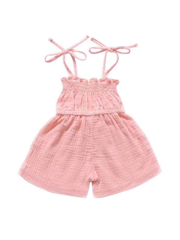 Fashion Multi-colored  Infant Gilr Tie Muslin Summer Jumper