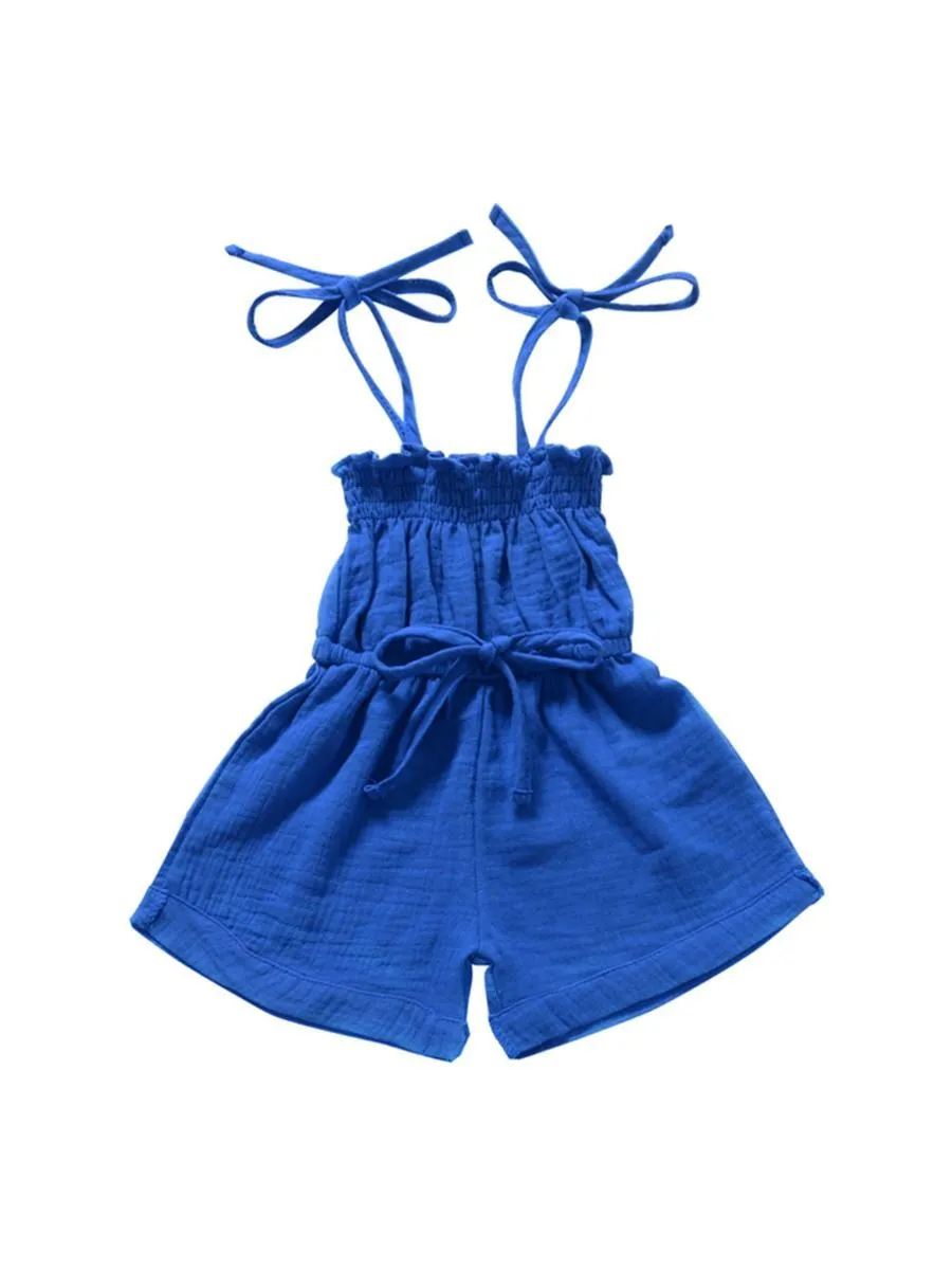 Fashion Multi-colored  Infant Gilr Tie Muslin Summer Jumper