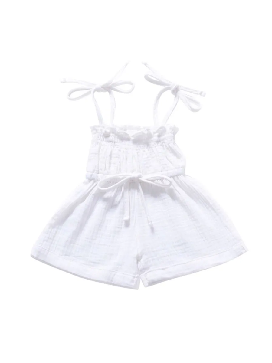 Fashion Multi-colored  Infant Gilr Tie Muslin Summer Jumper