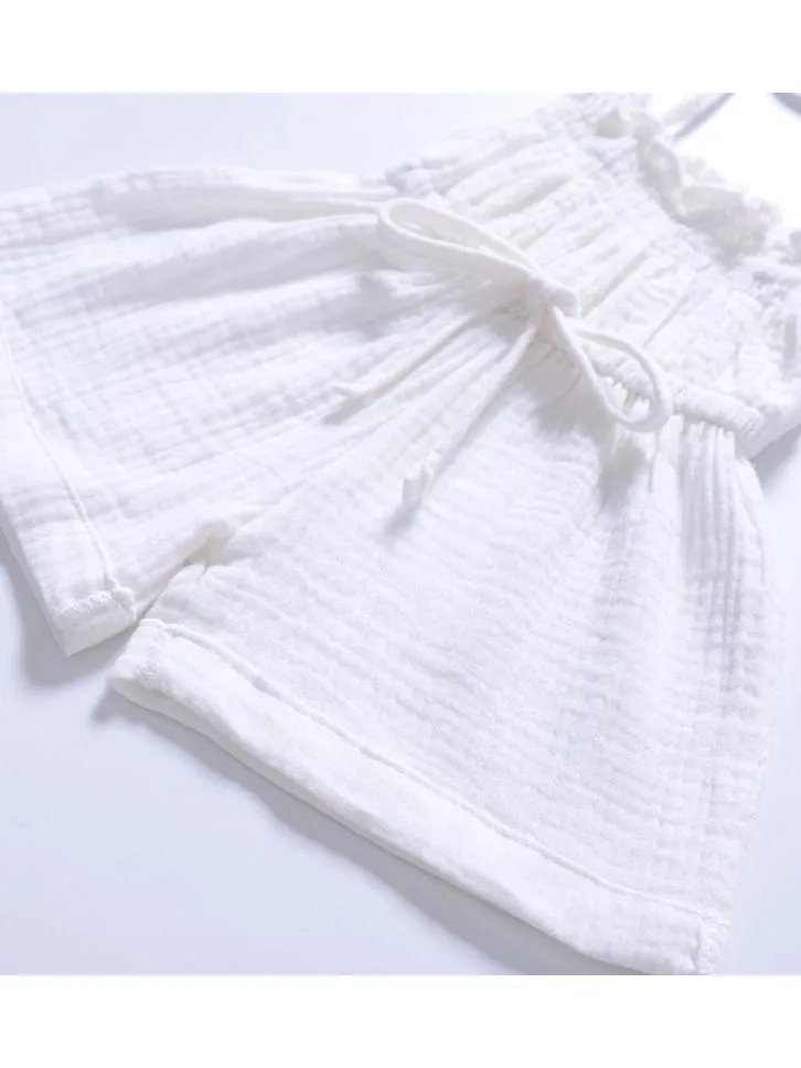 Fashion Multi-colored  Infant Gilr Tie Muslin Summer Jumper