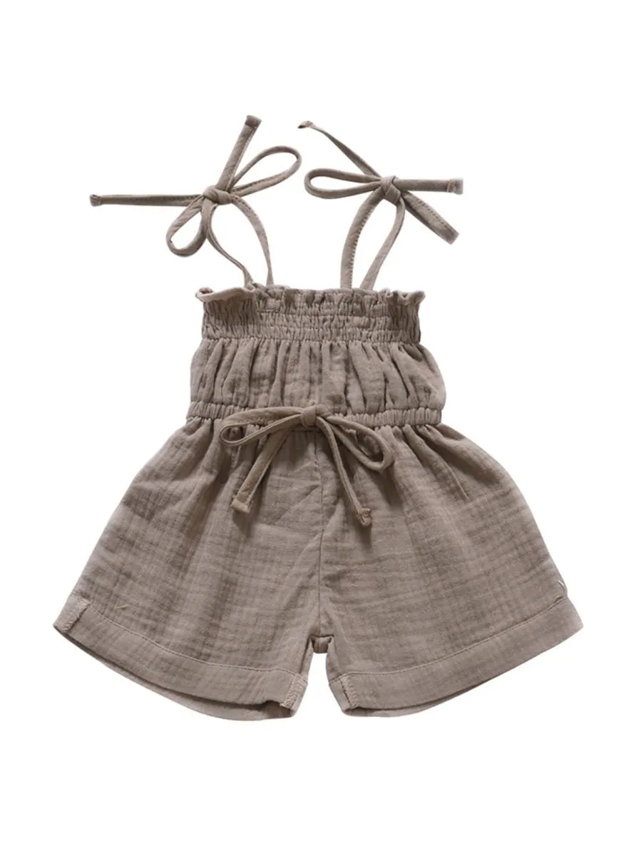 Fashion Multi-colored  Infant Gilr Tie Muslin Summer Jumper