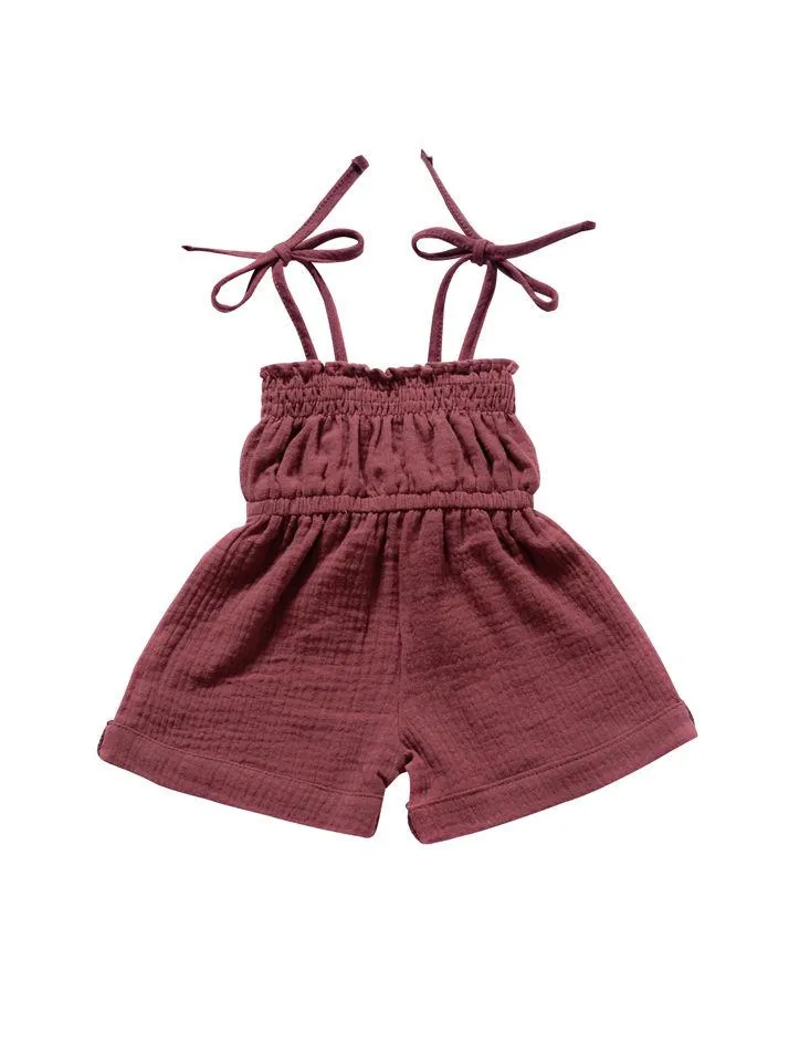 Fashion Multi-colored  Infant Gilr Tie Muslin Summer Jumper